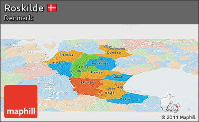 Political Panoramic Map of Roskilde, lighten