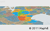Political Panoramic Map of Roskilde, semi-desaturated