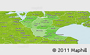Political Shades Panoramic Map of Roskilde, physical outside