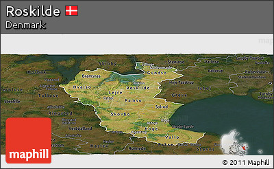 Satellite Panoramic Map of Roskilde, darken