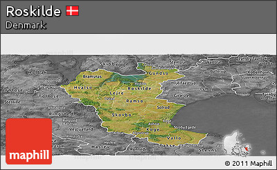 Satellite Panoramic Map of Roskilde, desaturated