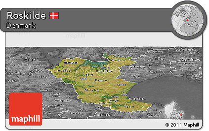 Satellite Panoramic Map of Roskilde, desaturated