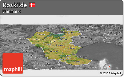 Satellite Panoramic Map of Roskilde, desaturated