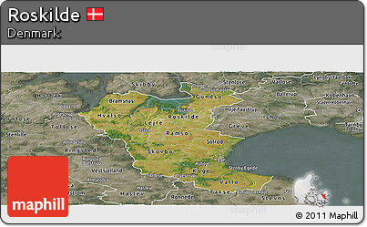 Satellite Panoramic Map of Roskilde, semi-desaturated