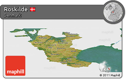 Satellite Panoramic Map of Roskilde, single color outside