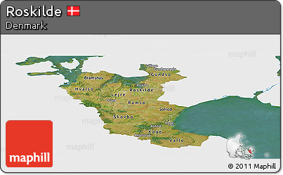 Satellite Panoramic Map of Roskilde, single color outside