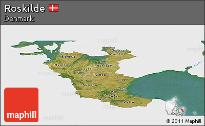 Satellite Panoramic Map of Roskilde, single color outside