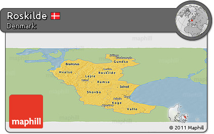 Savanna Style Panoramic Map of Roskilde, single color outside