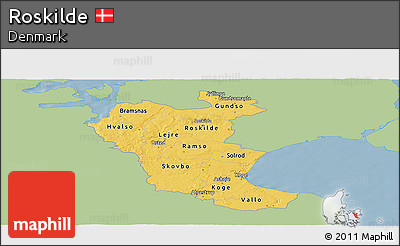 Savanna Style Panoramic Map of Roskilde, single color outside