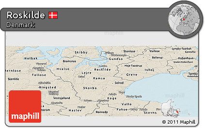 Shaded Relief Panoramic Map of Roskilde