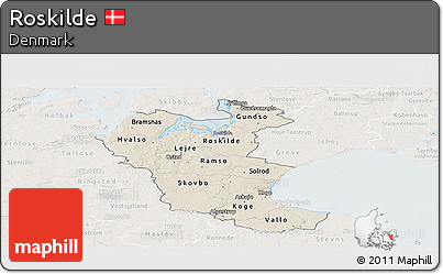 Shaded Relief Panoramic Map of Roskilde, lighten