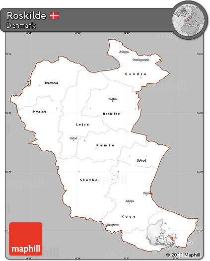 Gray Simple Map of Roskilde, cropped outside