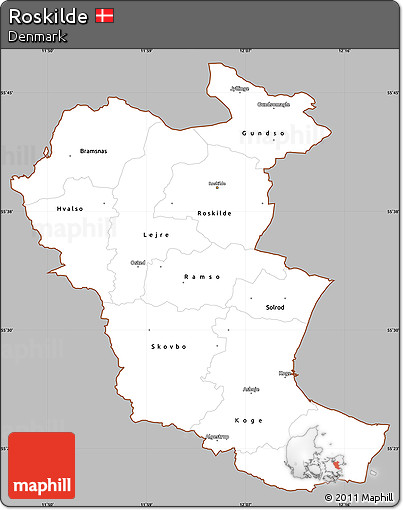 Gray Simple Map of Roskilde, cropped outside
