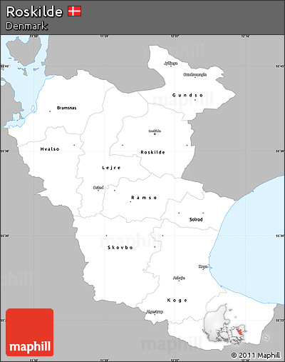 Gray Simple Map of Roskilde, single color outside