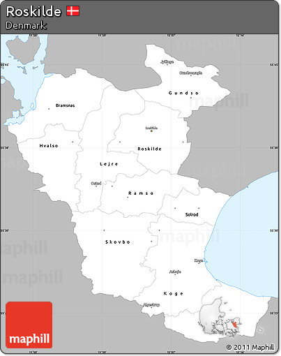 Gray Simple Map of Roskilde, single color outside