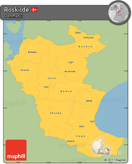 Savanna Style Simple Map of Roskilde, single color outside