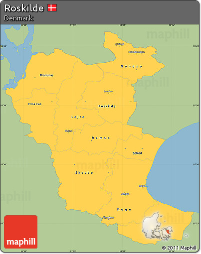 Savanna Style Simple Map of Roskilde, single color outside