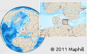 Shaded Relief Location Map of Vallo, within the entire country