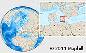 Shaded Relief Location Map of Vallo, highlighted parent region