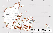 Classic Style Simple Map of Denmark, cropped outside