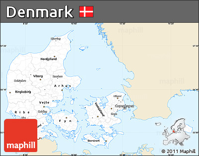 Classic Style Simple Map of Denmark, single color outside