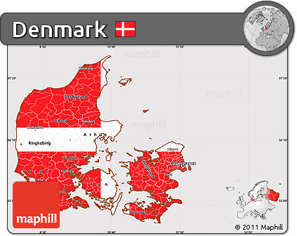 Flag Simple Map of Denmark