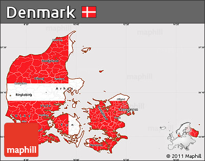 Flag Simple Map of Denmark