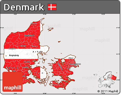 Flag Simple Map of Denmark