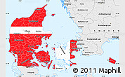 Flag Simple Map of Denmark, single color outside, borders and labels, flag rotated