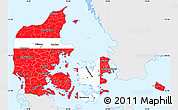 Flag Simple Map of Denmark, single color outside, flag rotated