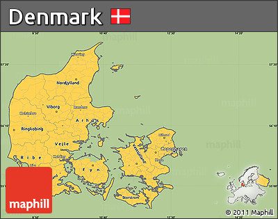 Savanna Style Simple Map of Denmark, cropped outside