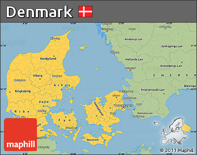 Savanna Style Simple Map of Denmark