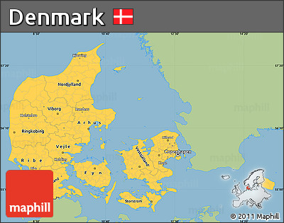 Savanna Style Simple Map of Denmark, single color outside