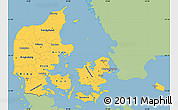 Savanna Style Simple Map of Denmark, single color outside