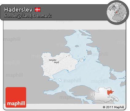 Gray 3D Map of Haderslev, single color outside