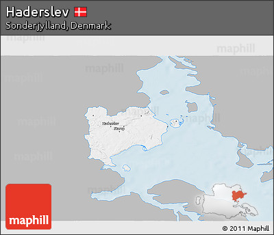 Gray 3D Map of Haderslev, single color outside