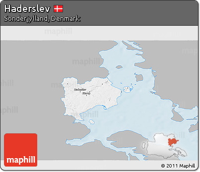 Gray 3D Map of Haderslev, single color outside