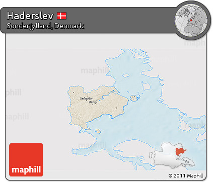 Shaded Relief 3D Map of Haderslev, single color outside