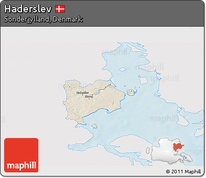 Shaded Relief 3D Map of Haderslev, single color outside