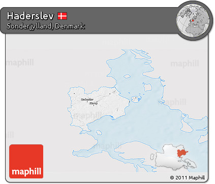 Silver Style 3D Map of Haderslev, single color outside