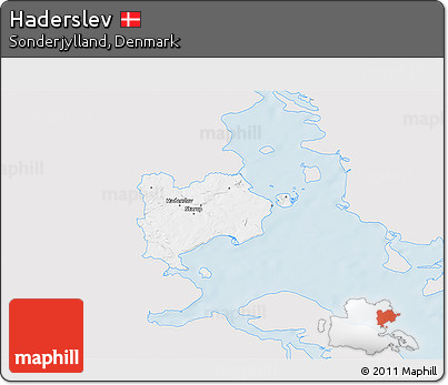 Silver Style 3D Map of Haderslev, single color outside