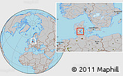 Gray Location Map of Haderslev, within the entire country