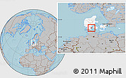 Gray Location Map of Haderslev, highlighted country, hill shading