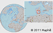 Gray Location Map of Haderslev, highlighted parent region, hill shading
