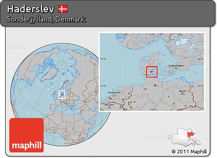 Gray Location Map of Haderslev, hill shading