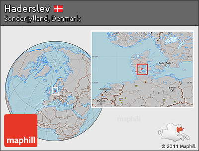 Gray Location Map of Haderslev, hill shading