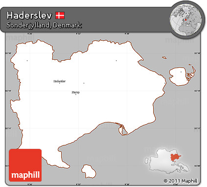 Gray Simple Map of Haderslev, cropped outside