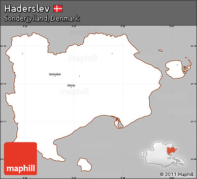 Gray Simple Map of Haderslev, cropped outside