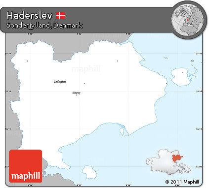 Gray Simple Map of Haderslev, single color outside