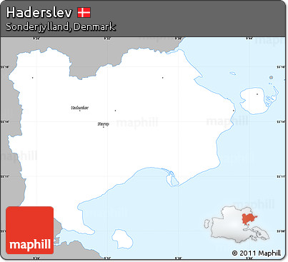 Gray Simple Map of Haderslev, single color outside